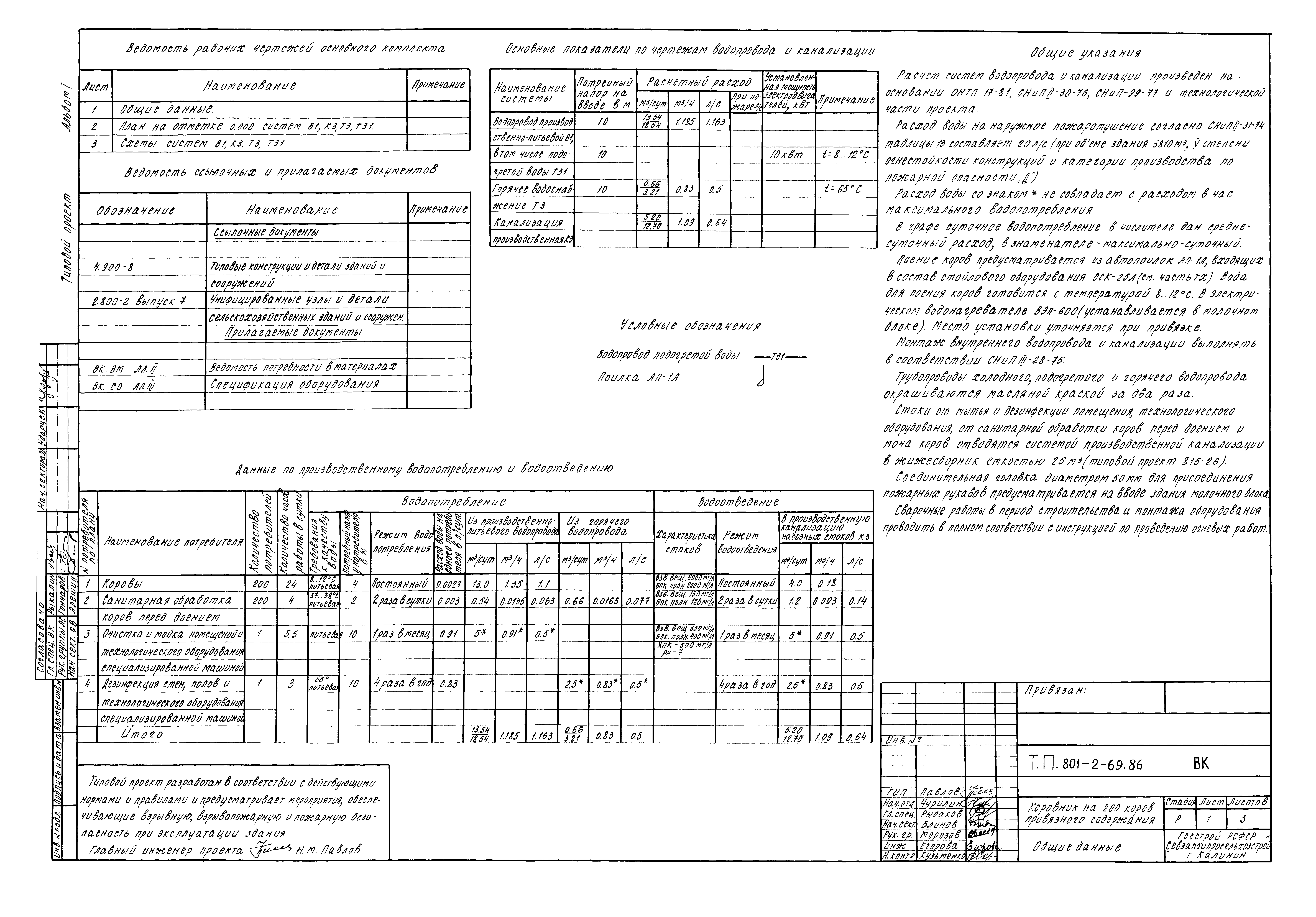 Скачать Типовой проект 801-2-69.86 Альбом I. Пояснительная записка.  Технология производства. Механизация. Архитектурно-строительные решения.  Отопление и вентиляция. Внутренние водопровод и канализация.  Электротехническая часть