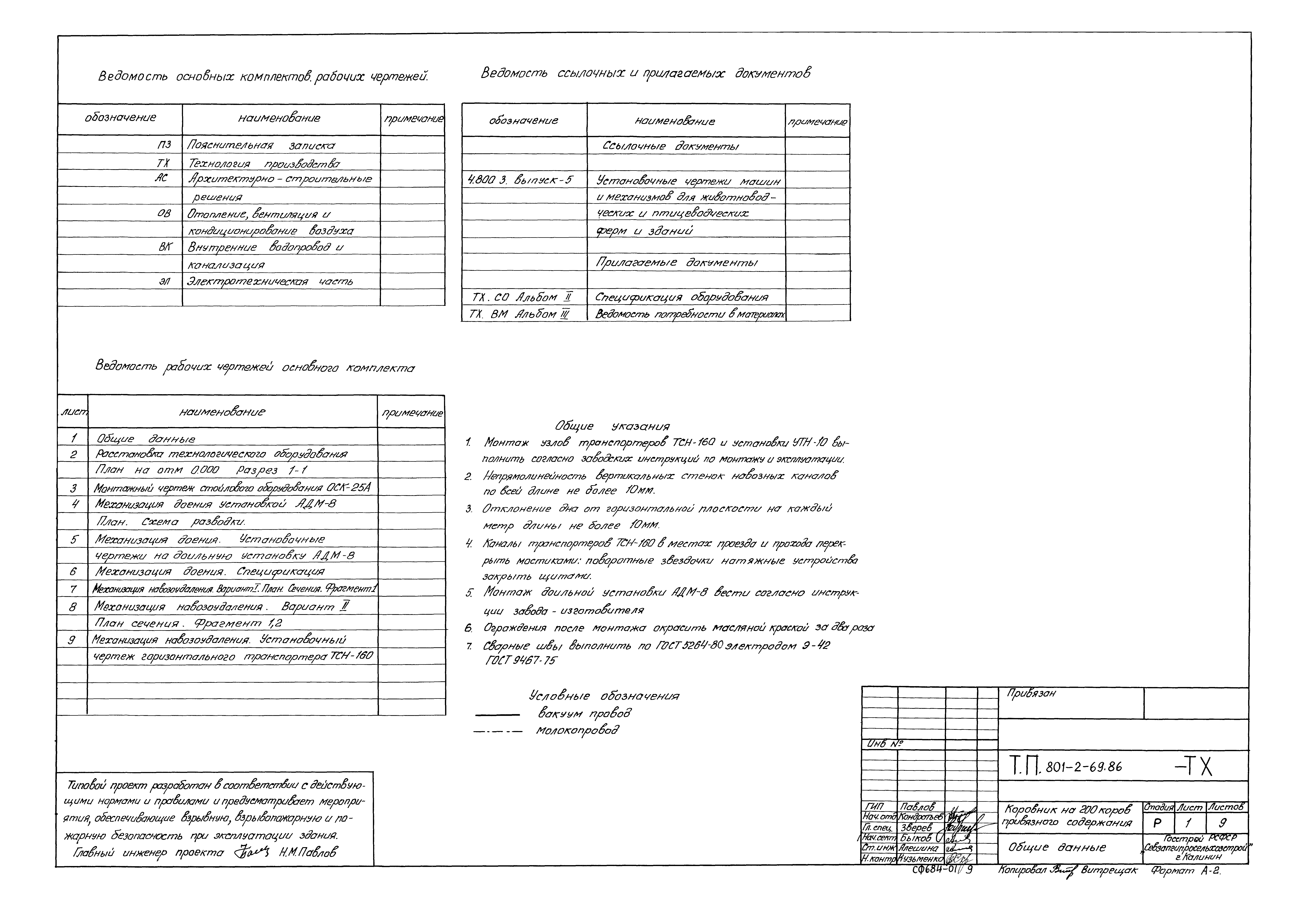 Скачать Типовой проект 801-2-69.86 Альбом I. Пояснительная записка.  Технология производства. Механизация. Архитектурно-строительные решения.  Отопление и вентиляция. Внутренние водопровод и канализация.  Электротехническая часть