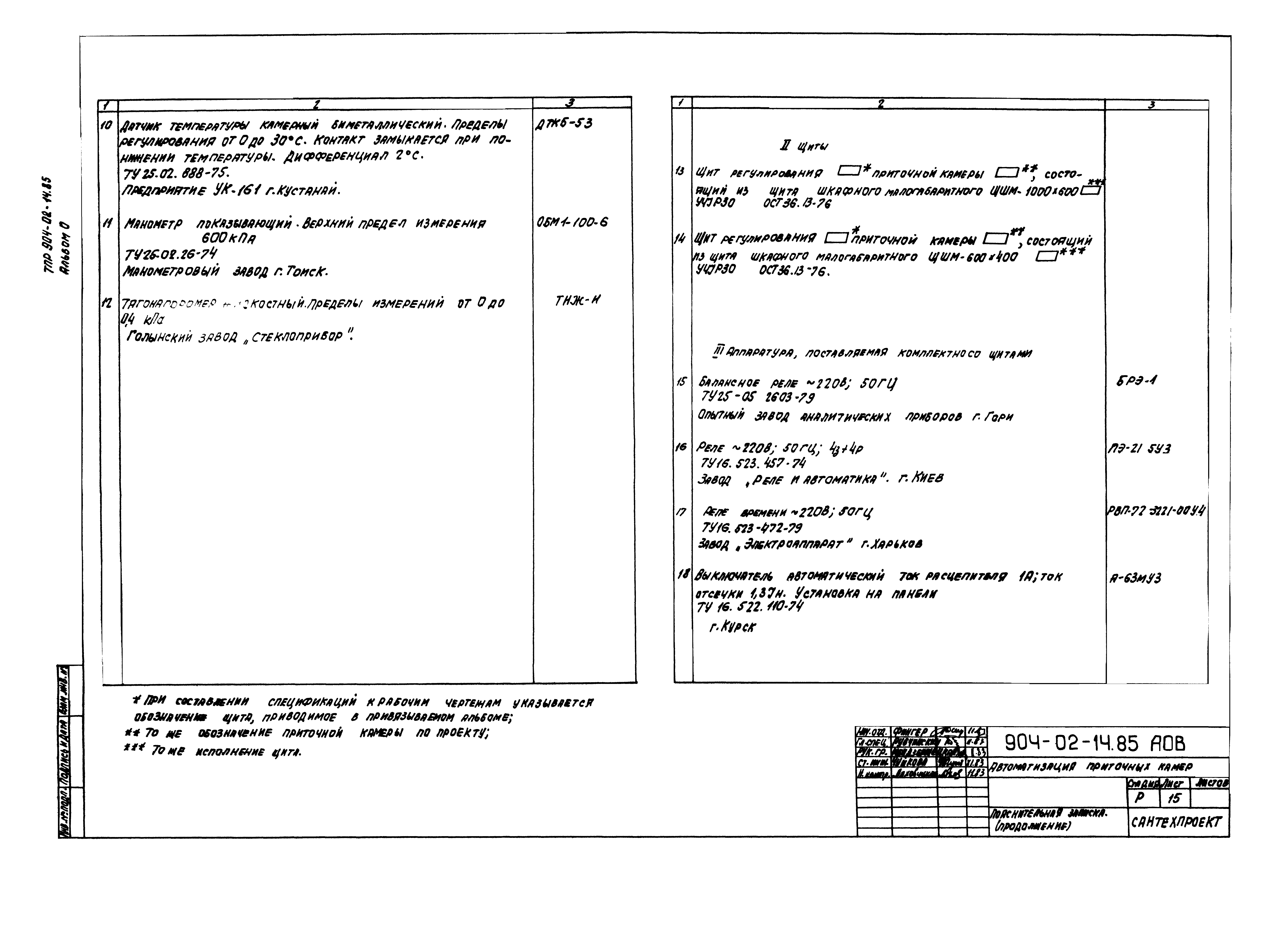 Типовые проектные решения 904-02-14.85