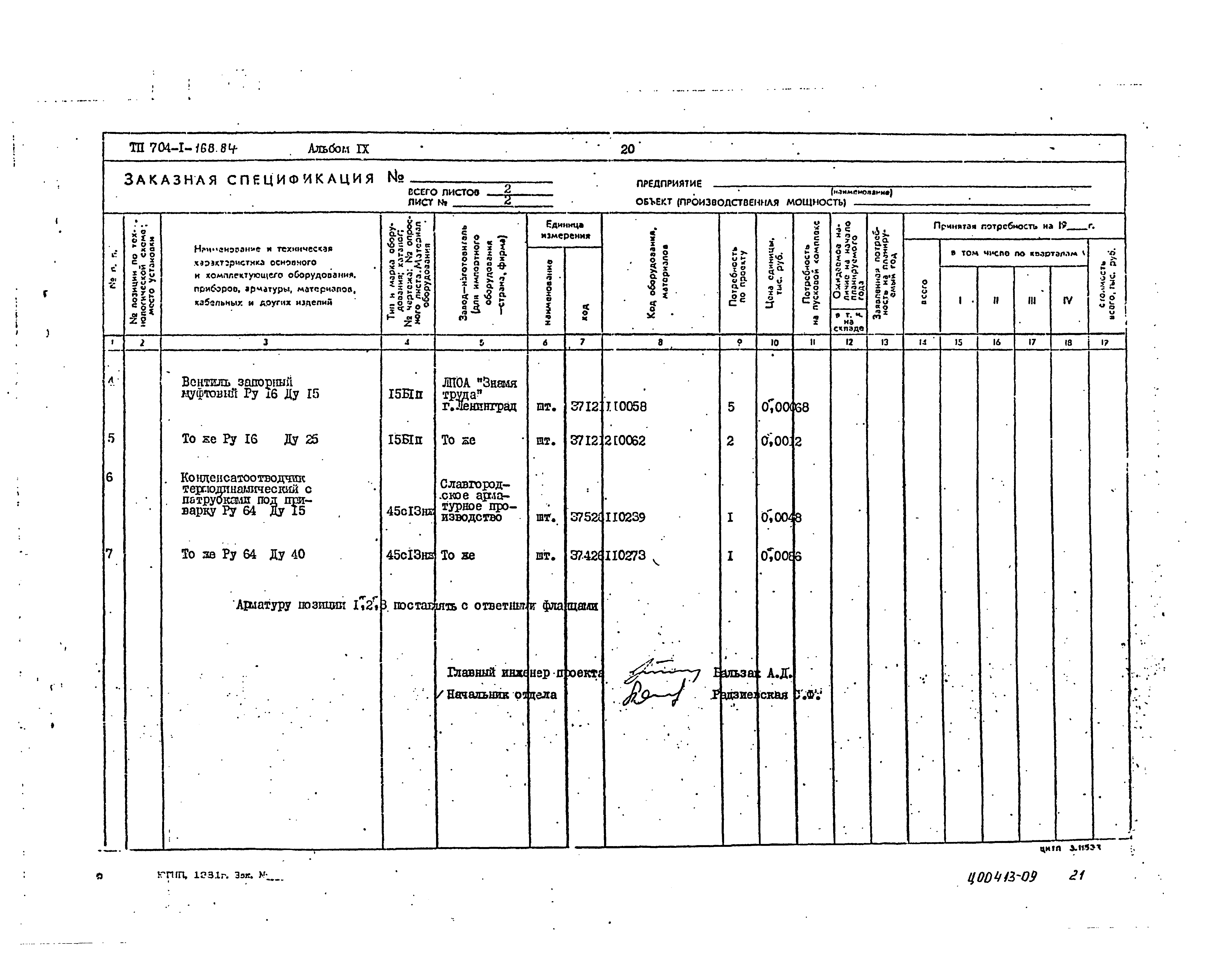 Типовой проект 704-1-168.84
