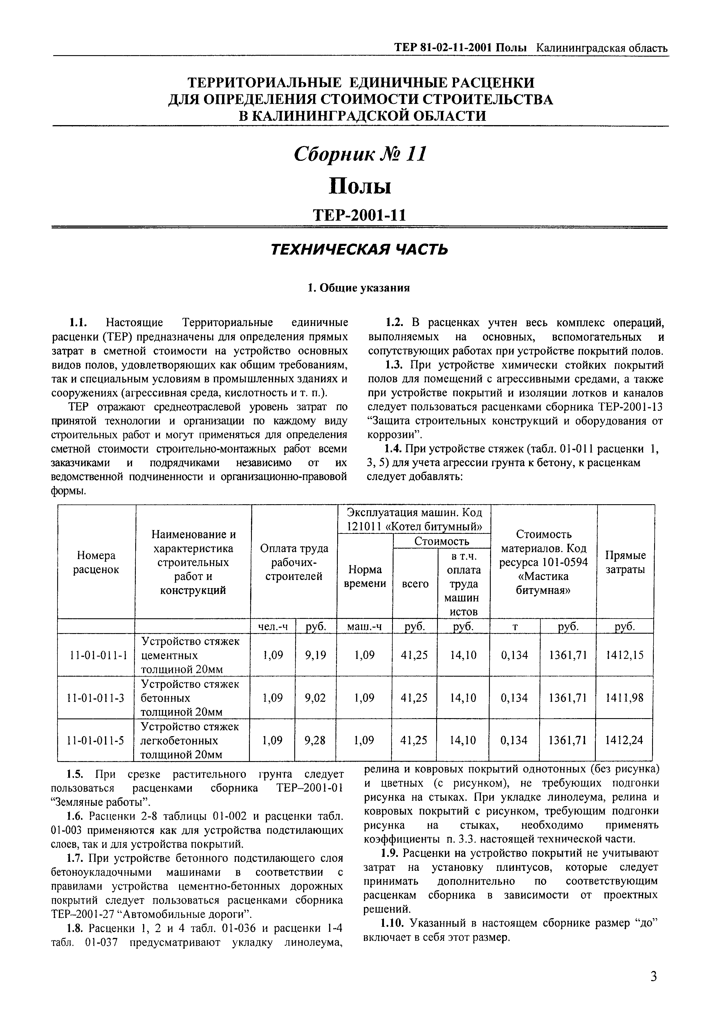 ТЕР Калининградская область 2001-11