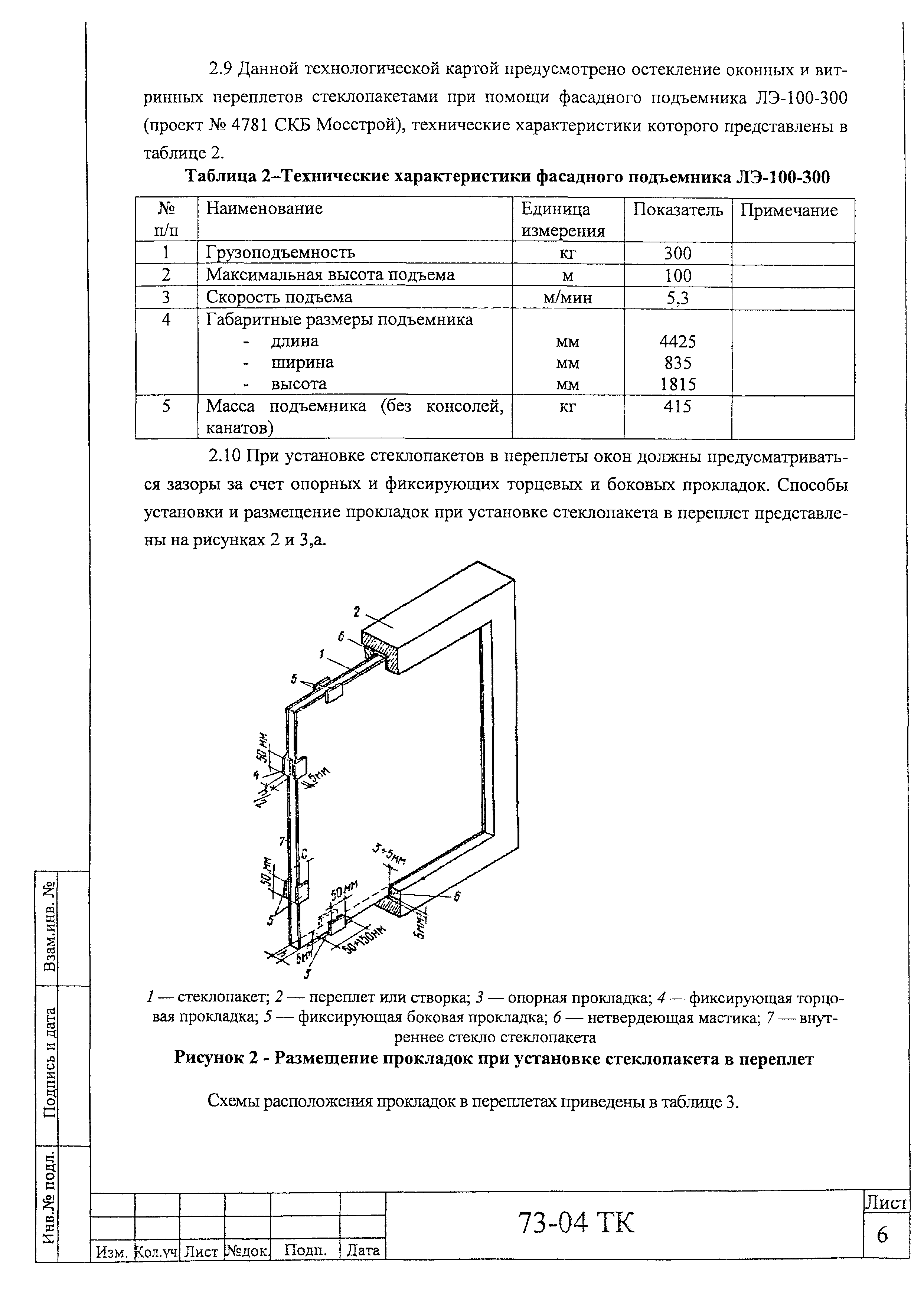 Технологическая карта 73-04 ТК