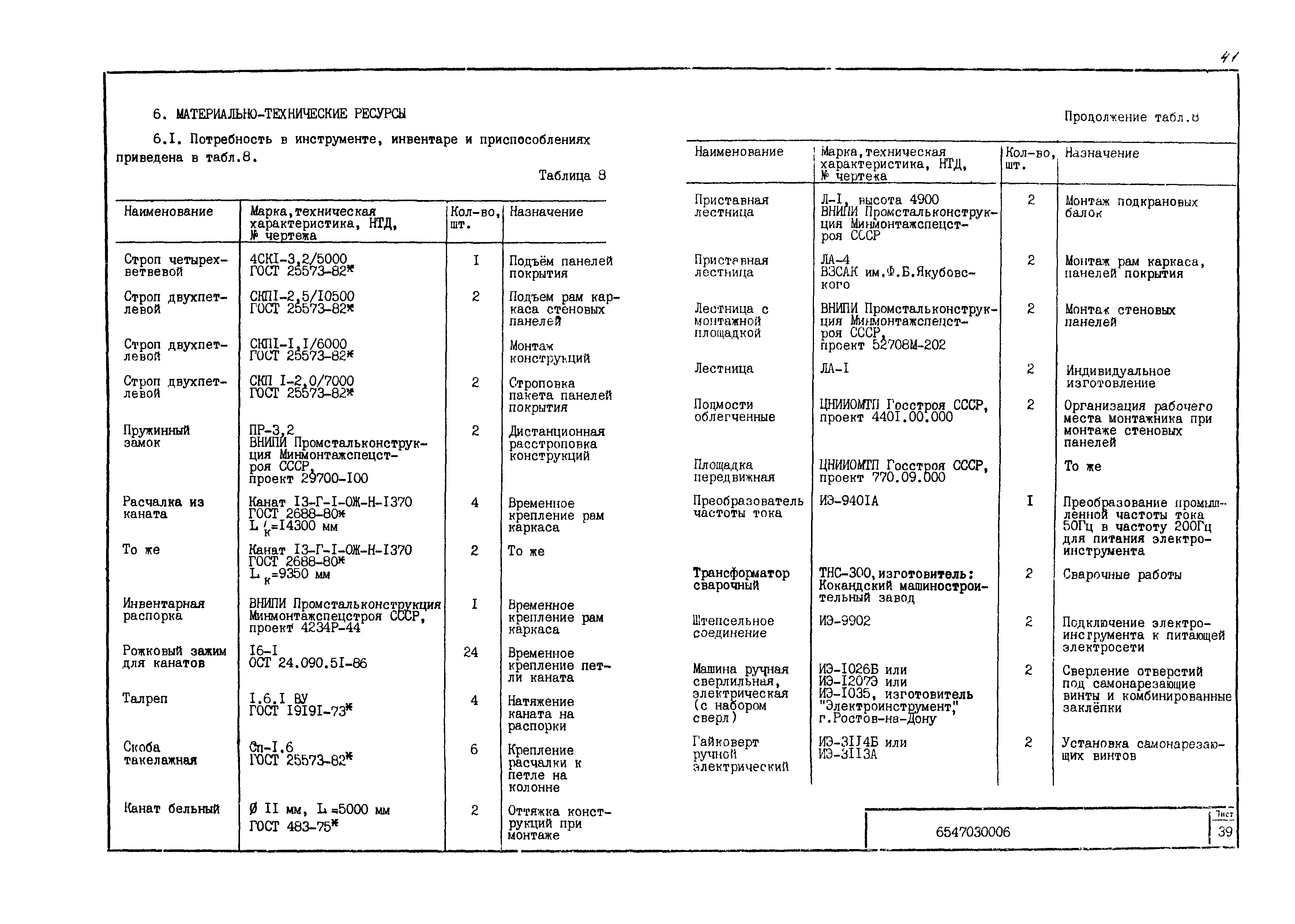 Технологическая карта 6547030006/814006