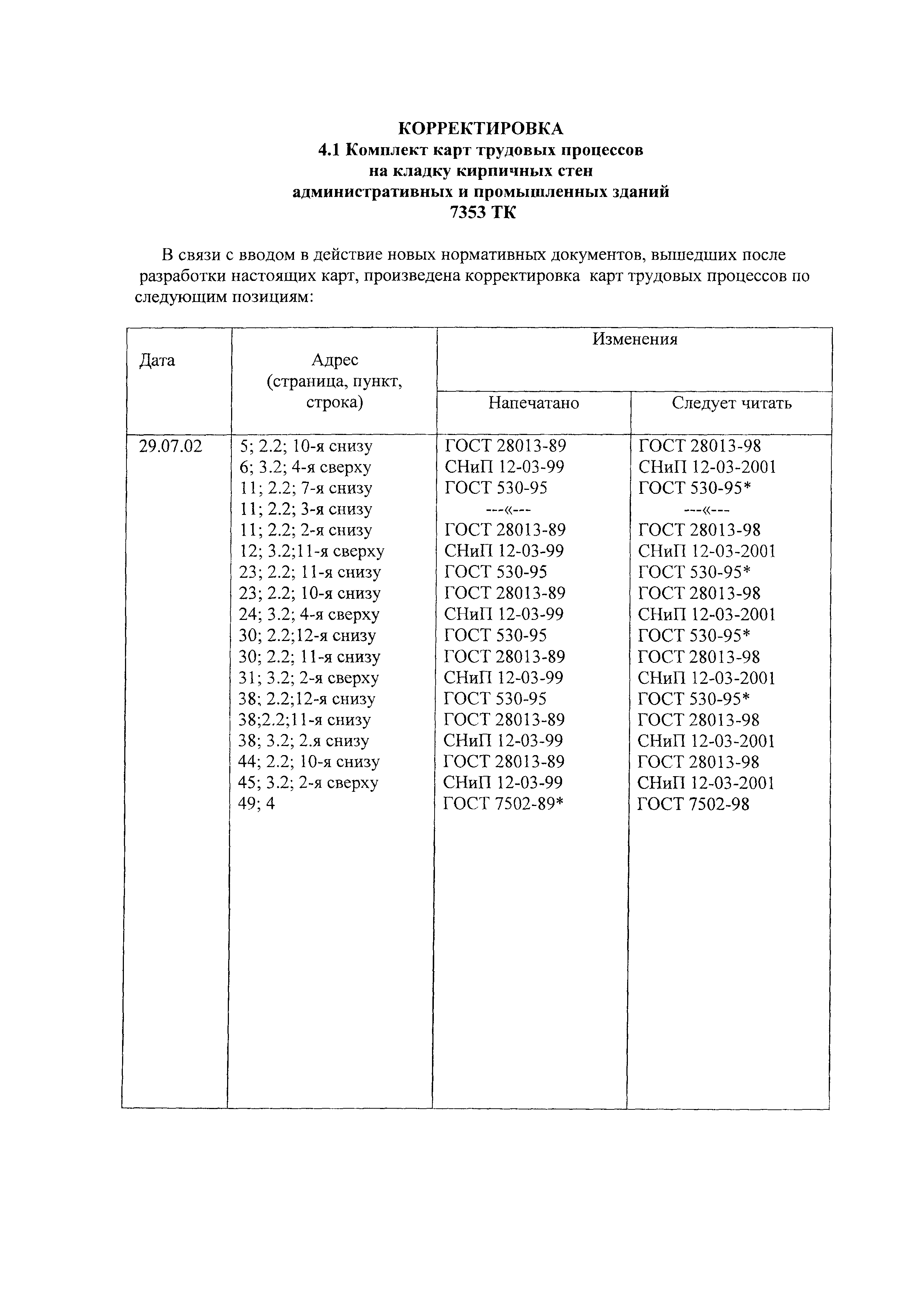 Технологическая карта 7353 ТК