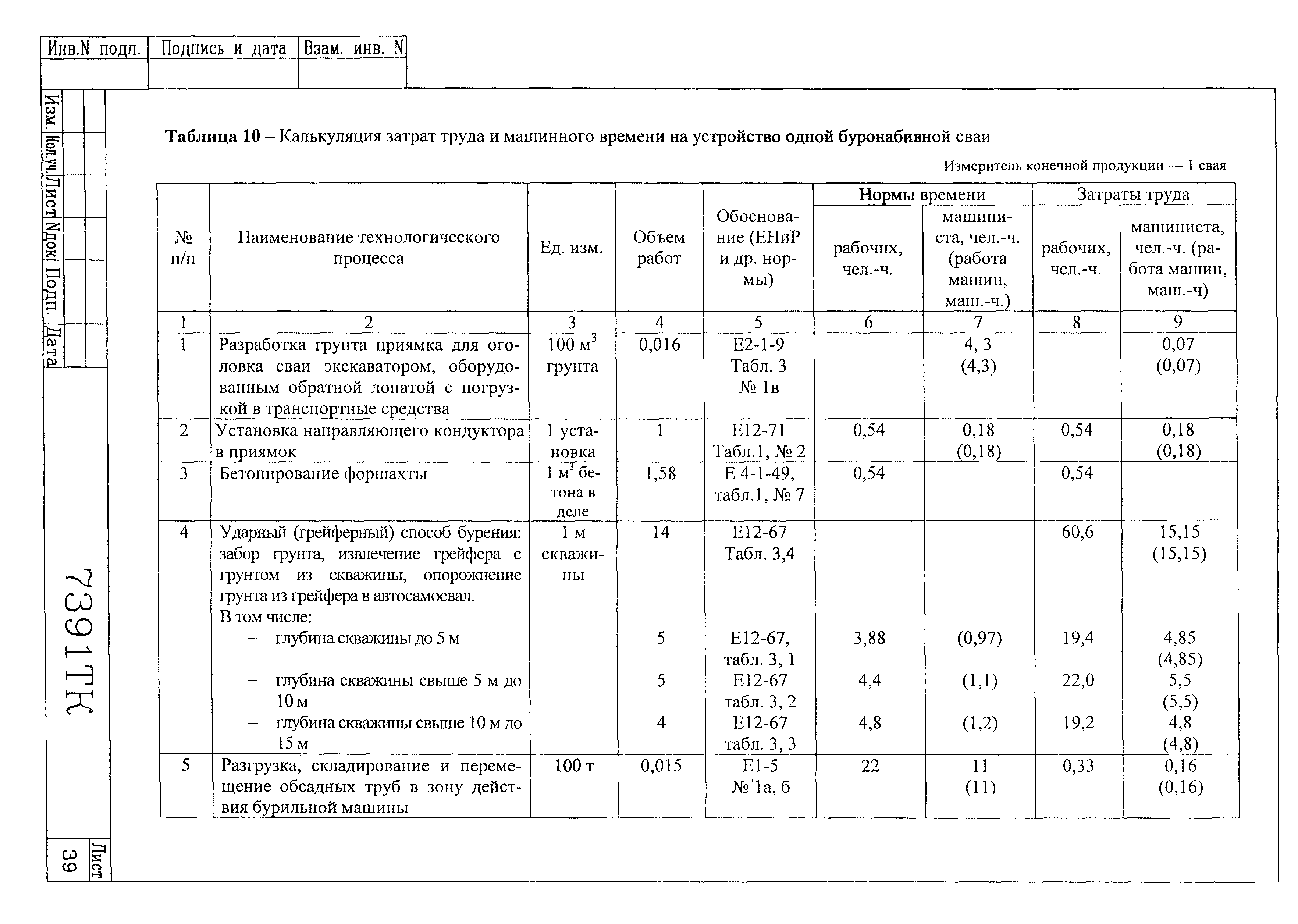 Технологическая карта 7391 ТК