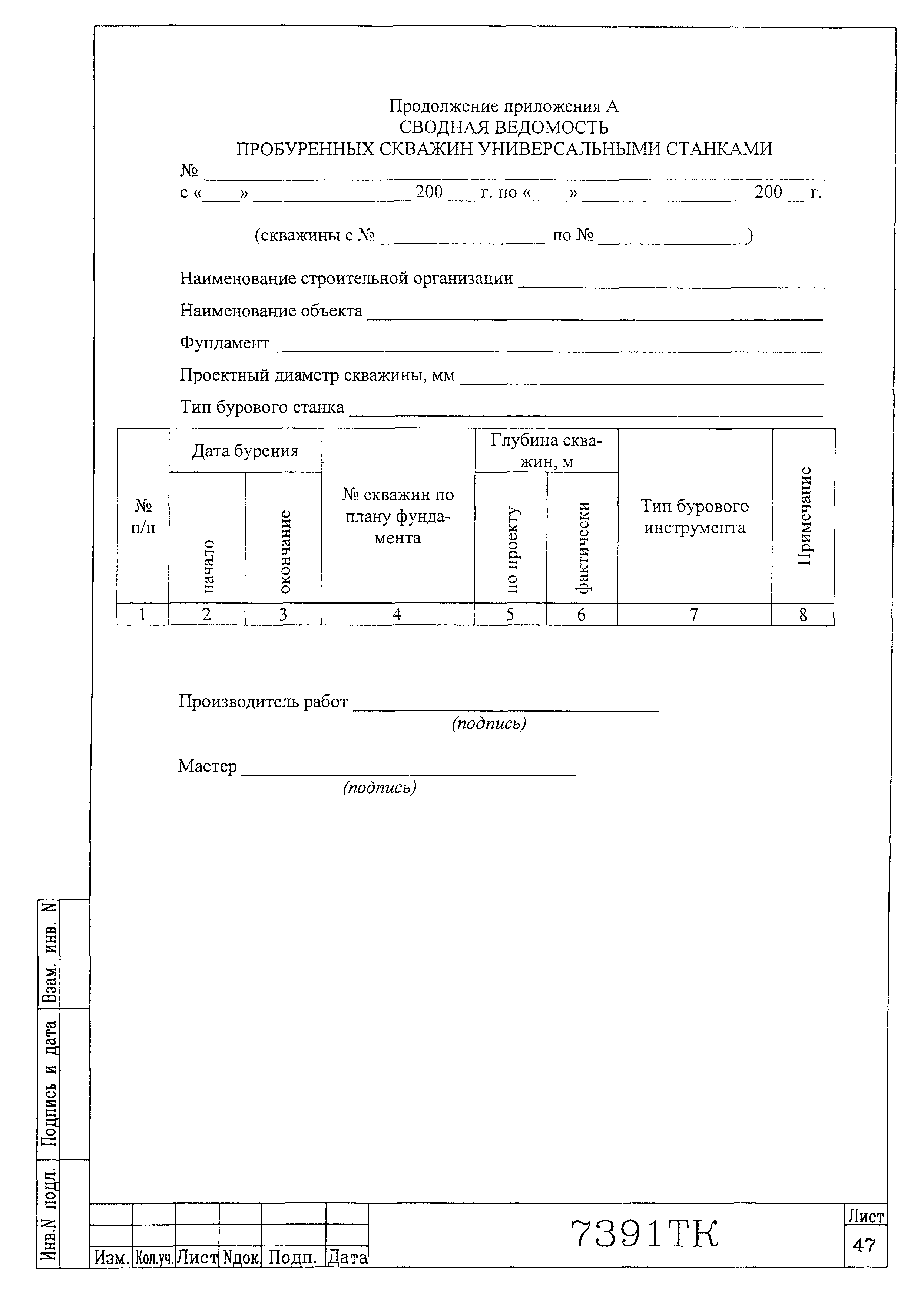 Технологическая карта 7391 ТК