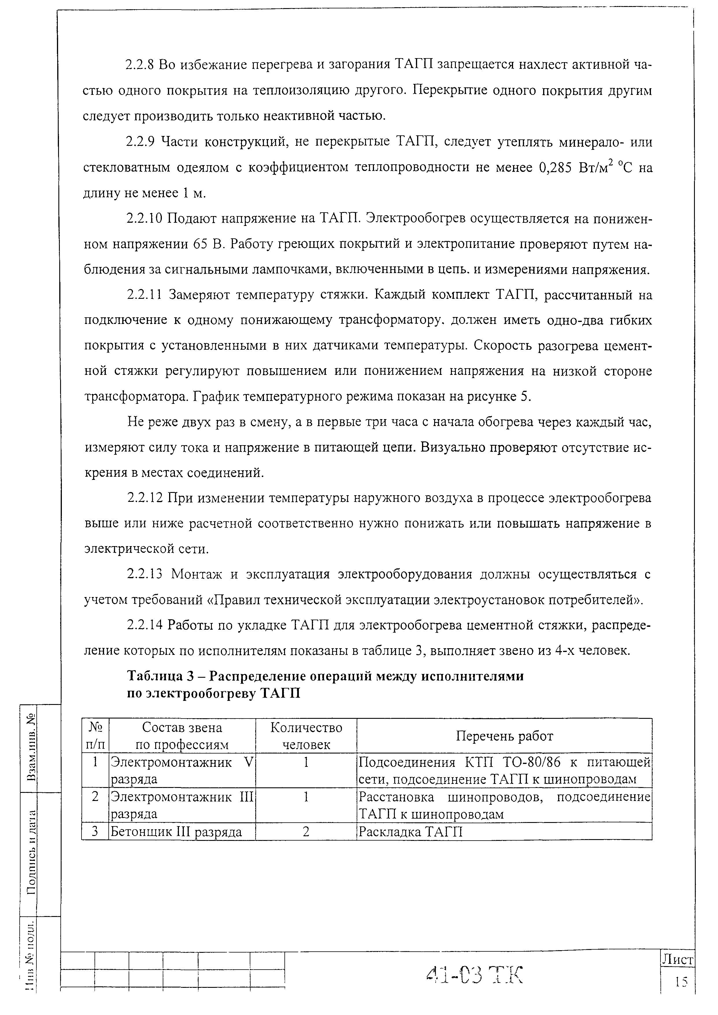 Технологическая карта 41-03 ТК