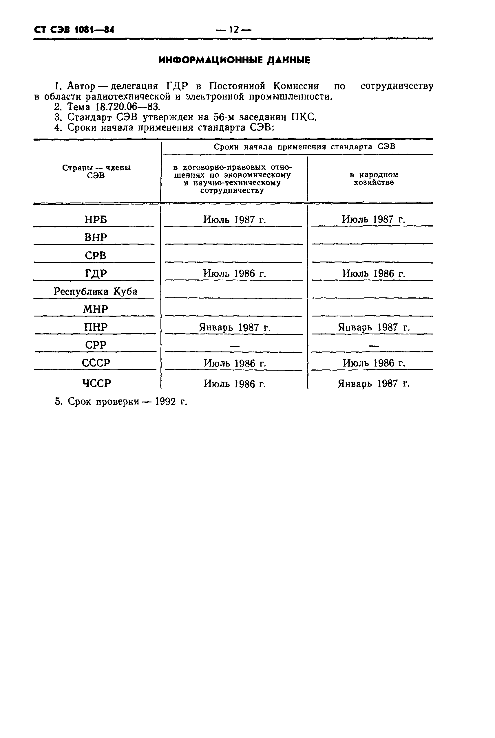 СТ СЭВ 1081-84