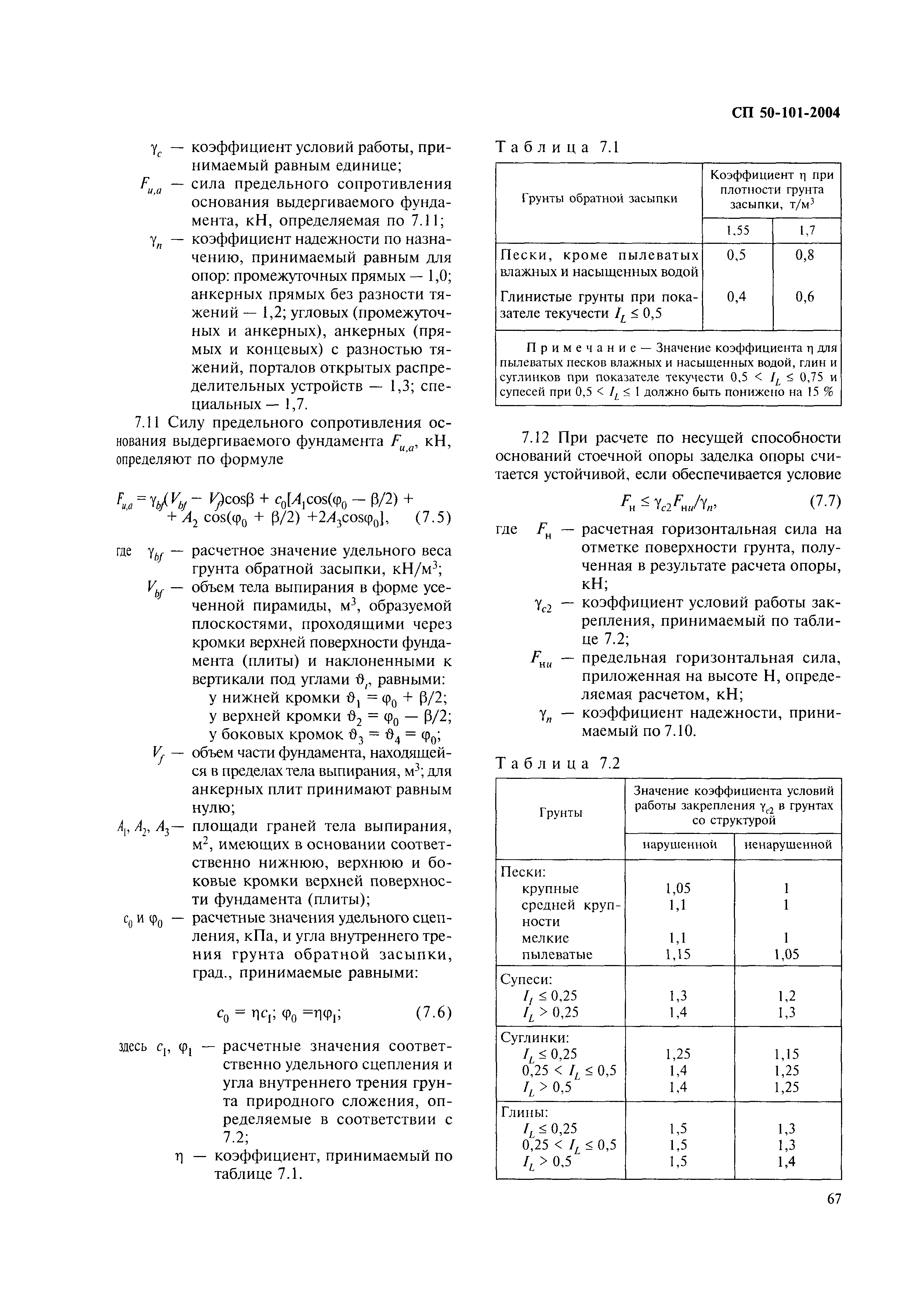 Коэффициент условий работы грунтов