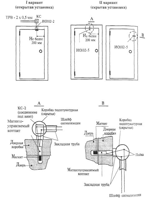 Извещатель магнитоконтактный на схеме