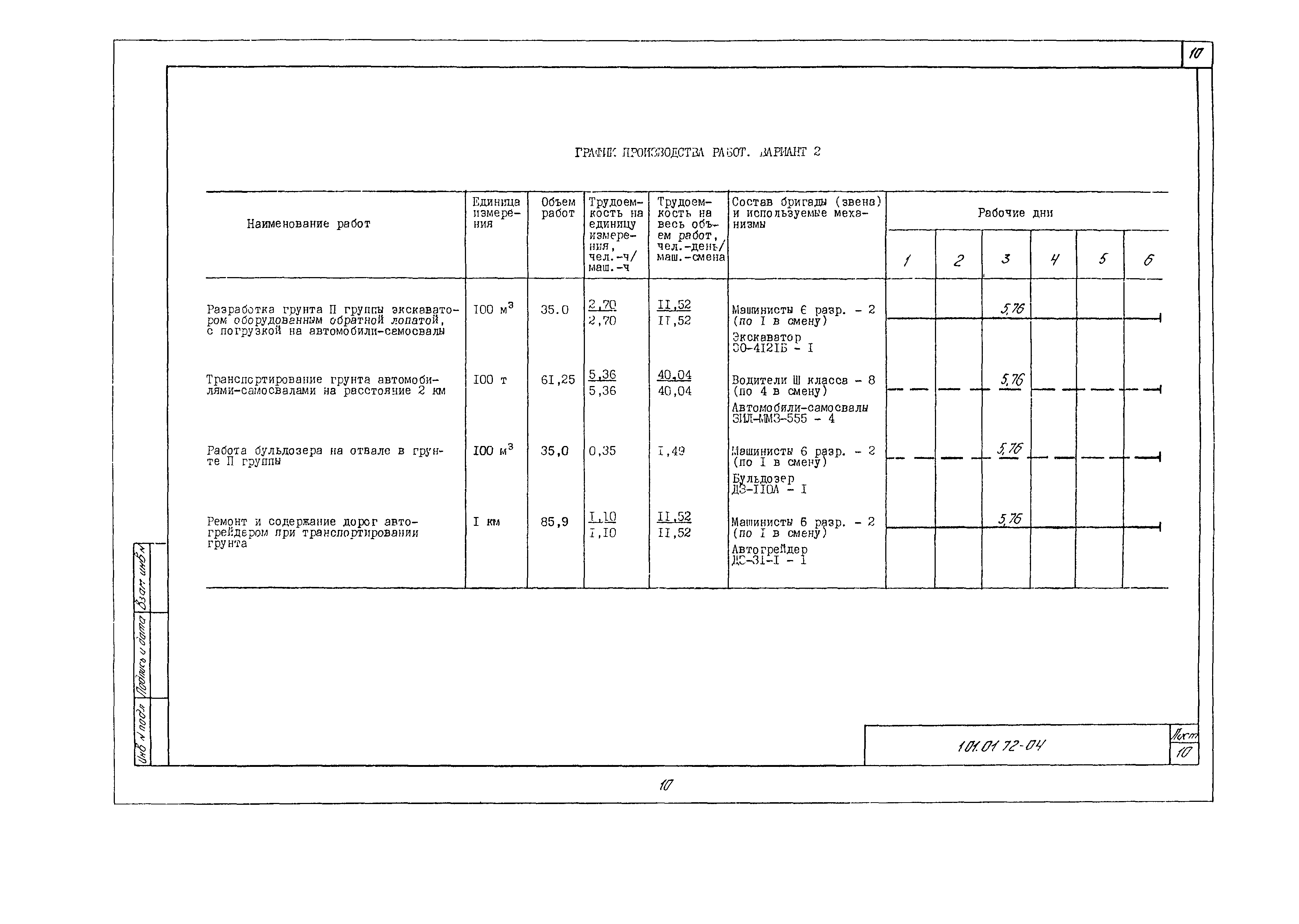 Технологическая карта 1.01.01.72