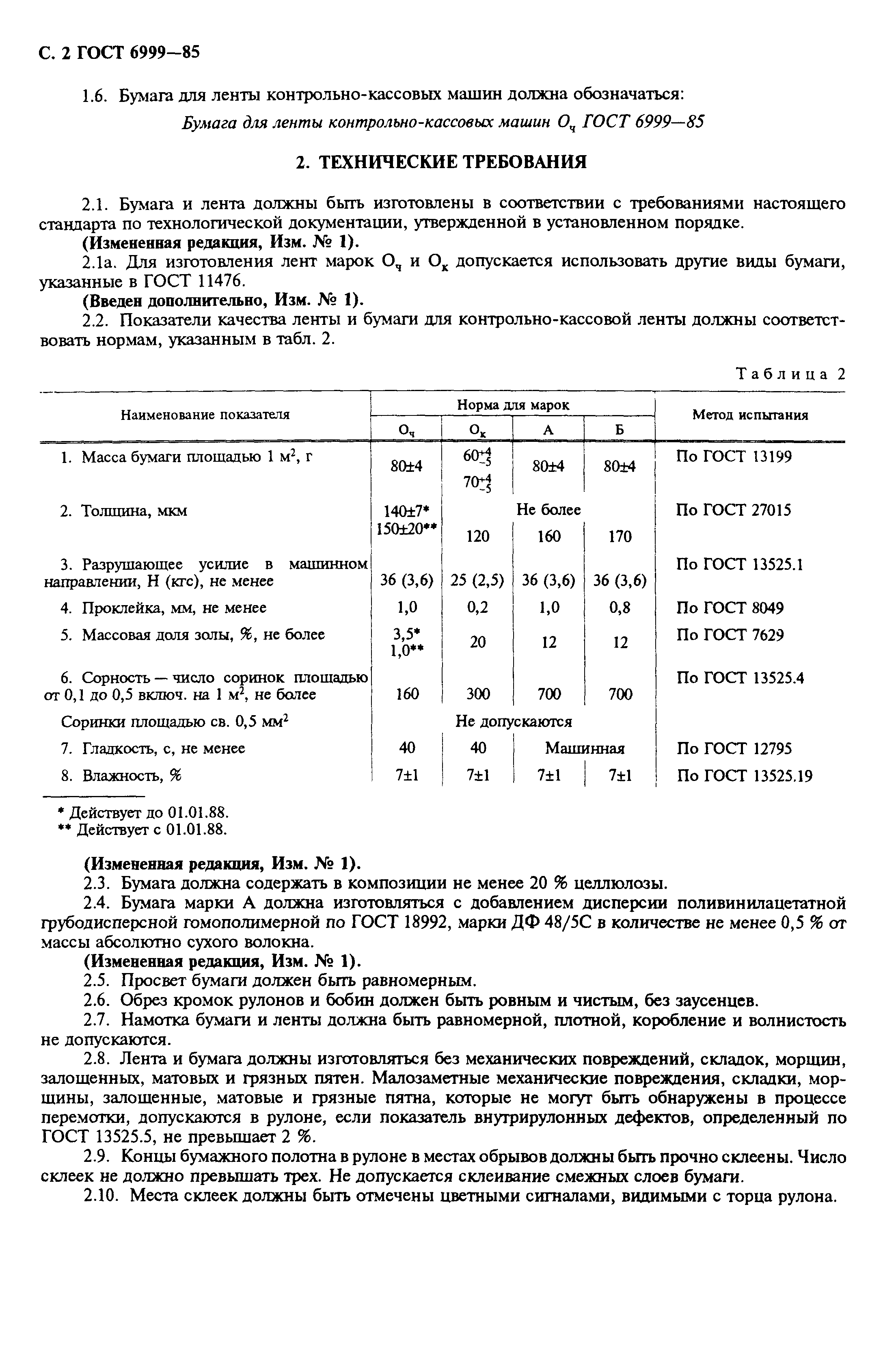 Скачать ГОСТ 6999-85 Лента и бумага для контрольно-кассовых и контрольно-регистрирующих  машин. Технические условия