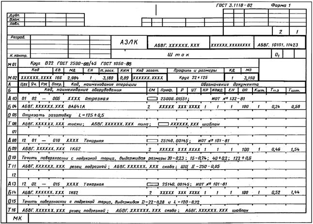 ГОСТ 3.1118-82 Единая Система Технологической Документации. Формы.