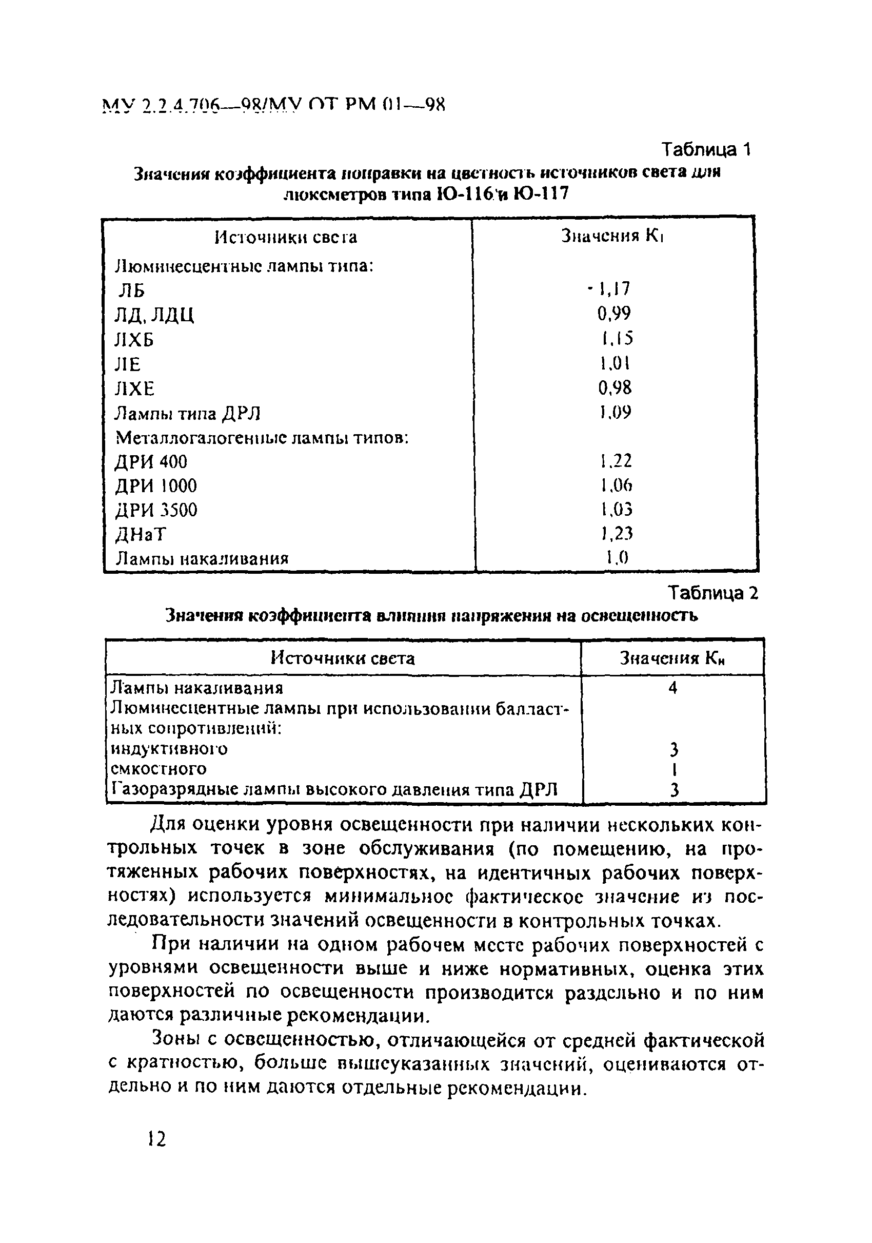 МУ 2.2.4.706-98