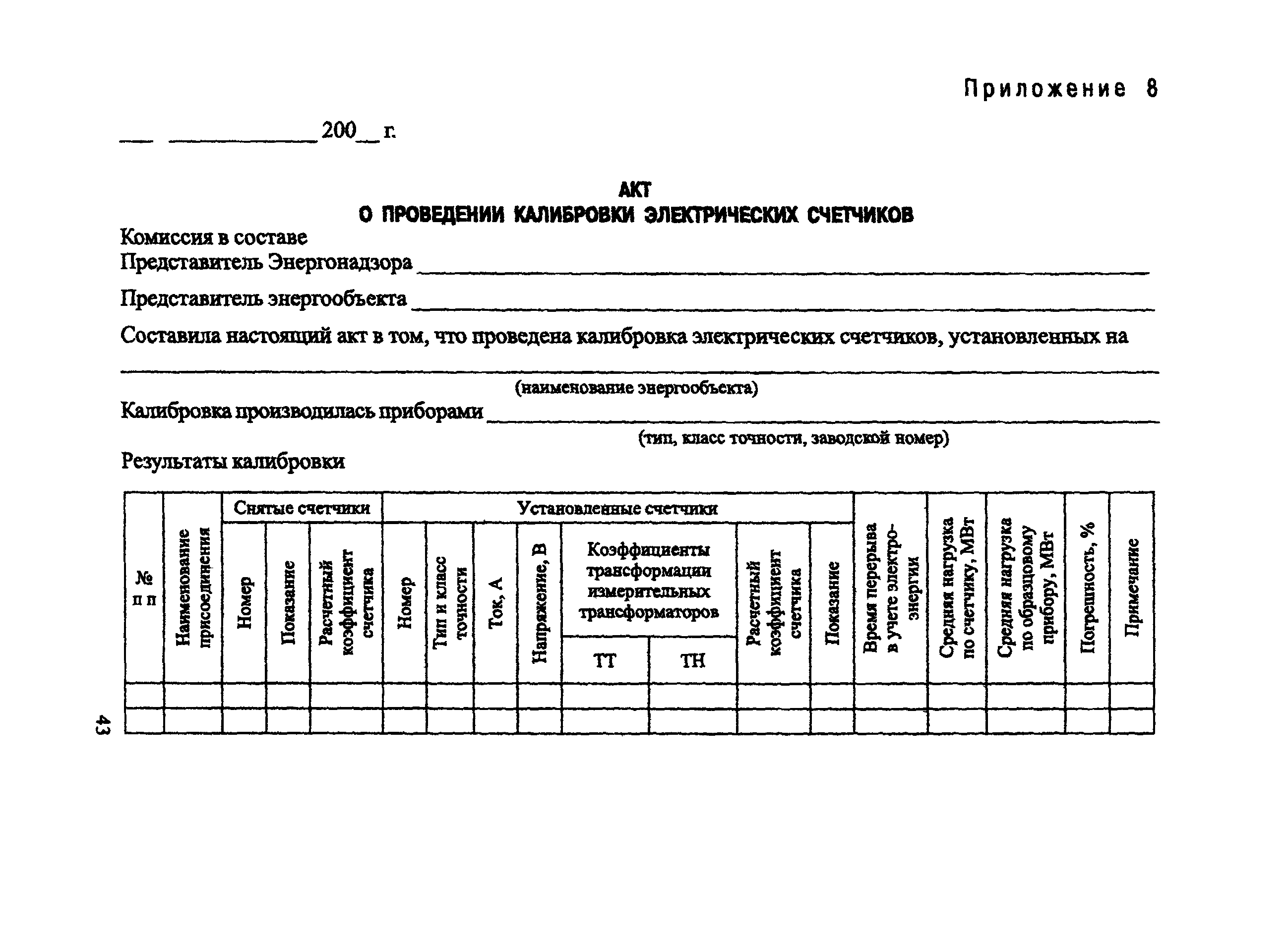 Журнал калибровки образец