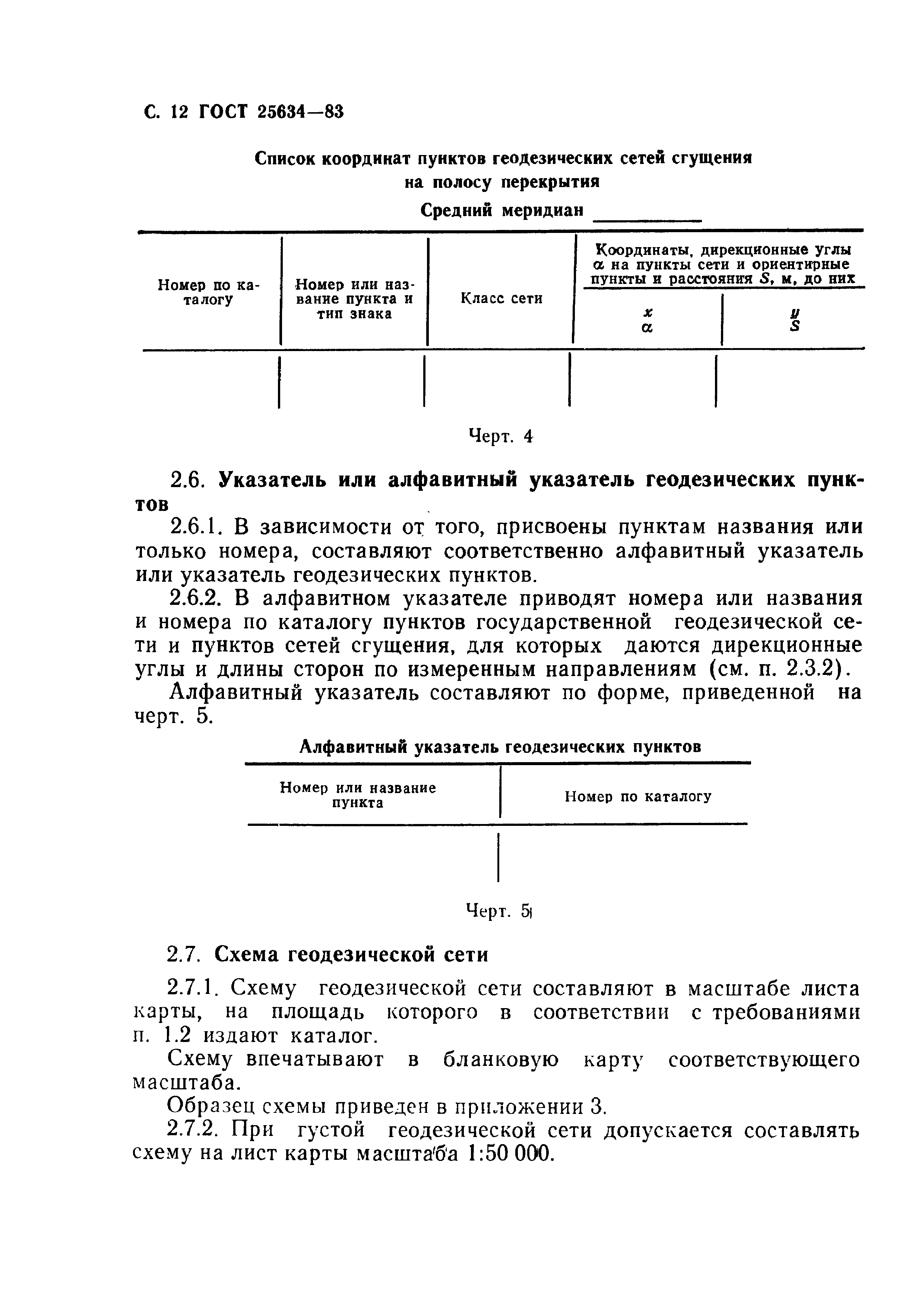 Скачать ГОСТ 25634-83 Каталог координат геодезических пунктов. Форма и  содержание