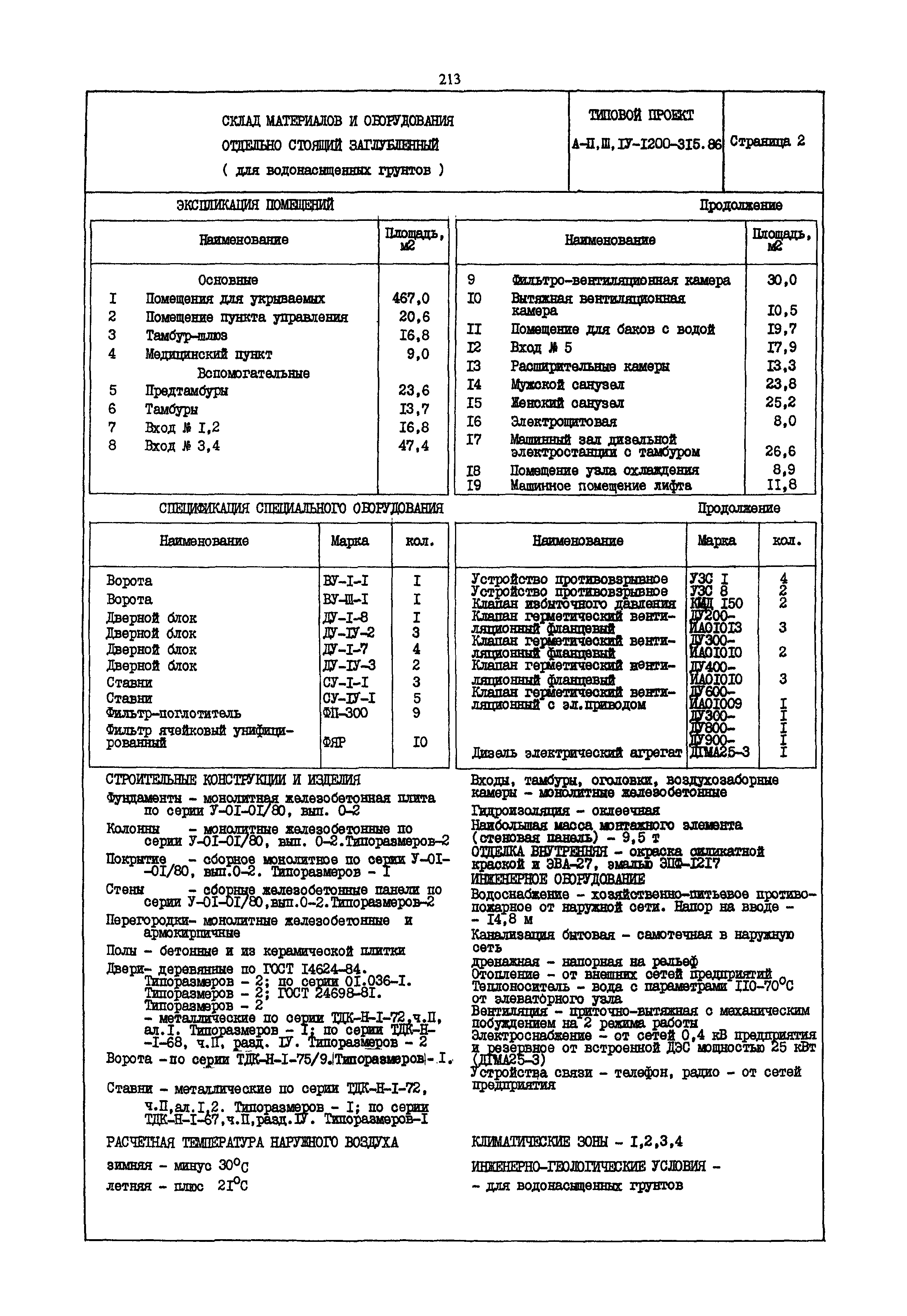 Типовой проект А-II,III,IV-1200-315.86