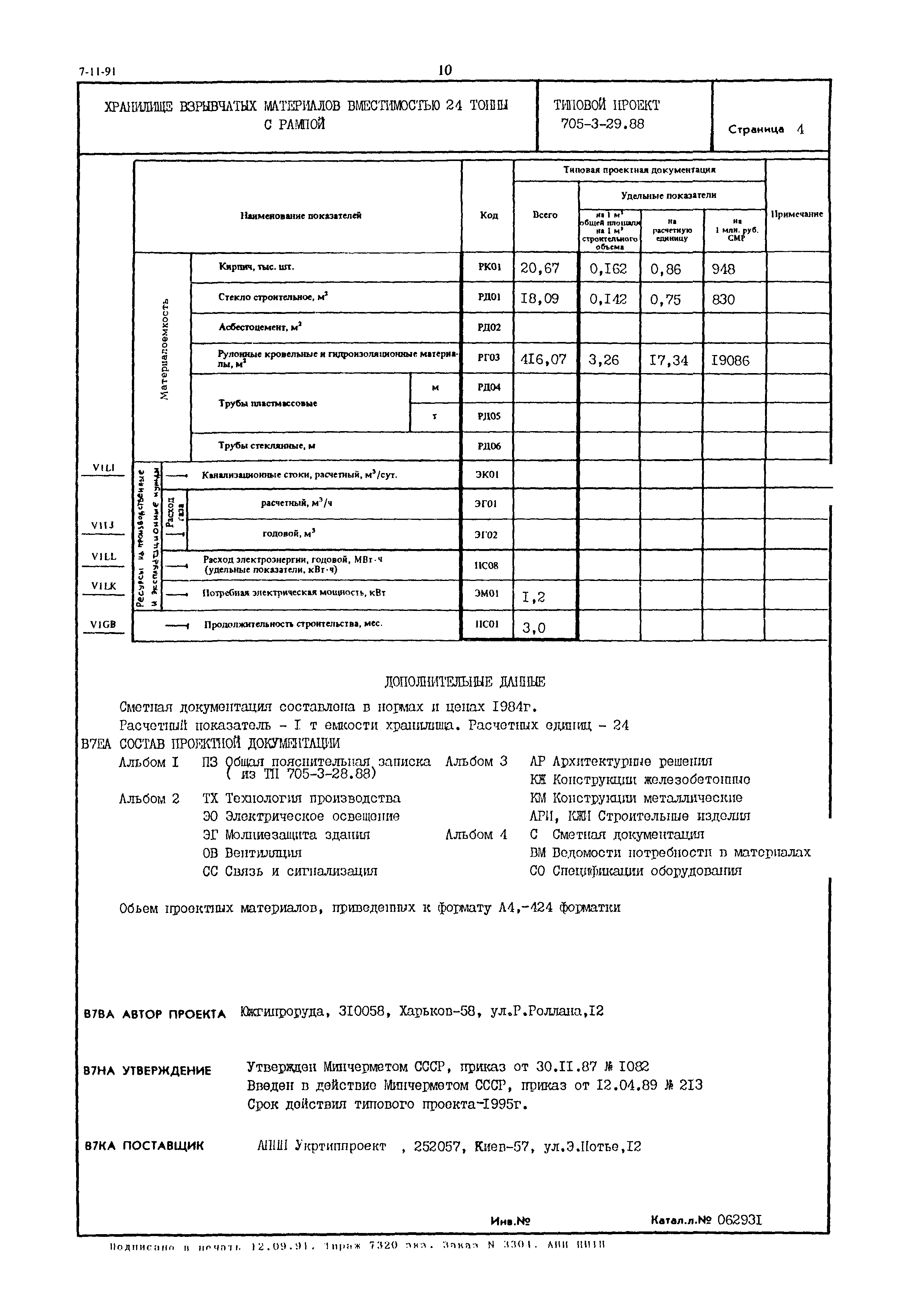 Типовой проект 705-3-29.88